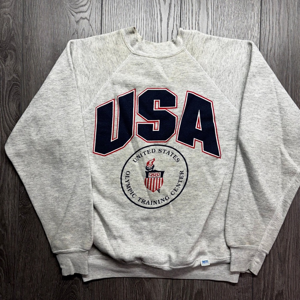 Vintage USA Olympic Training Center Sweatshirt Gray Mens Small Discus Athletic